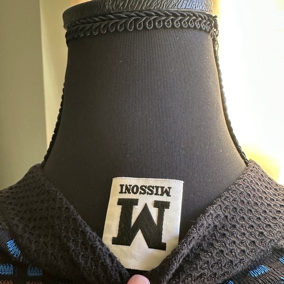 M Missoni Black Multicoloured Short Sleeve Cube Knit Bodycon Dress - Picture 4 of 4